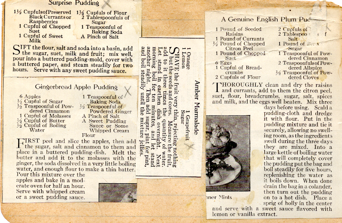 Original recipe card for Surprise Pudding