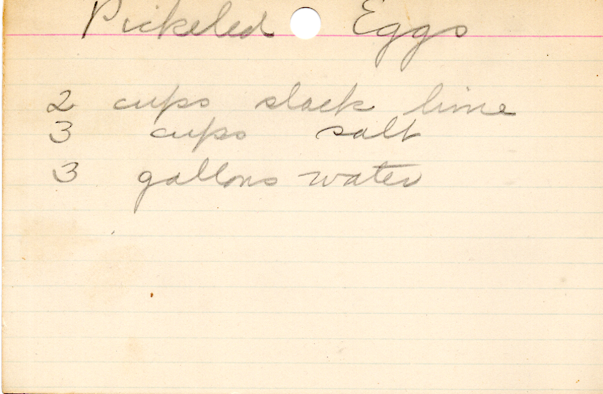 Original recipe card for Pickled Eggs