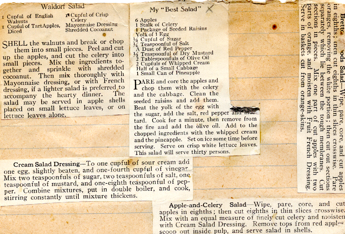Original recipe card for Apple-and-Celery Salad