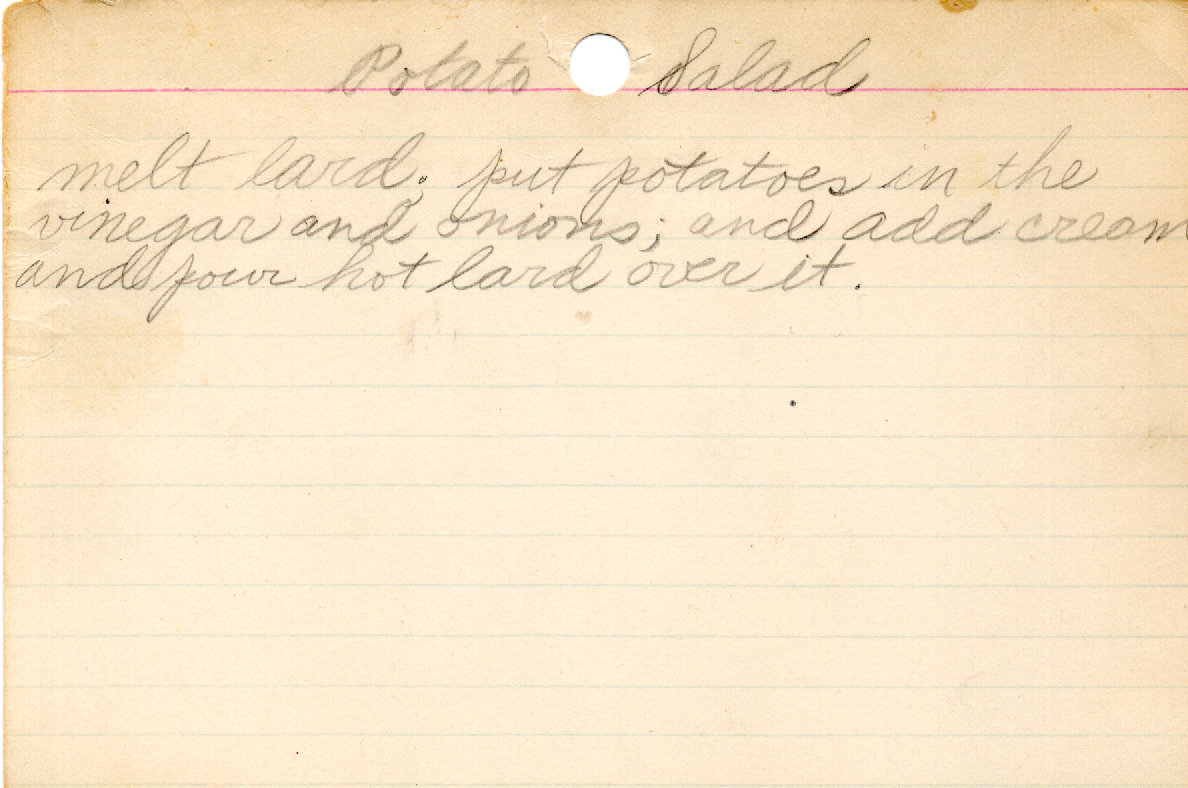 Original recipe card for Potato Salad
