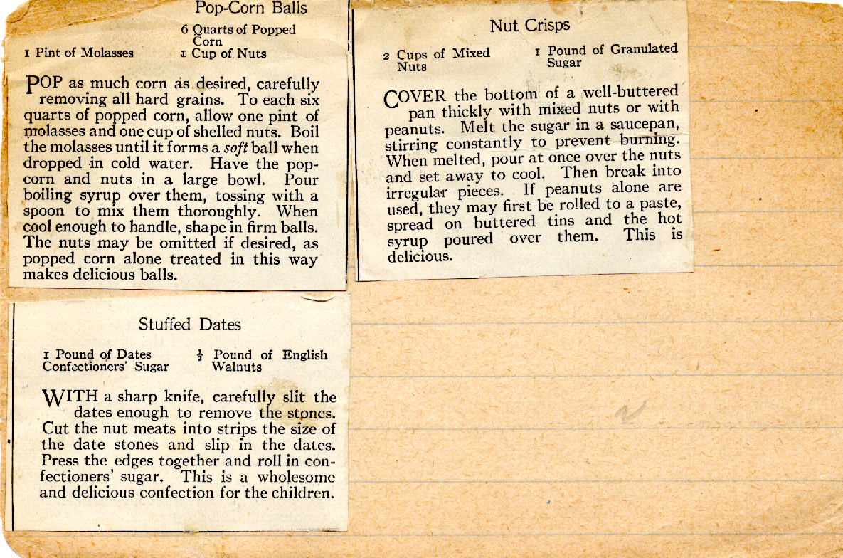 Original recipe card for Stuffed Dates