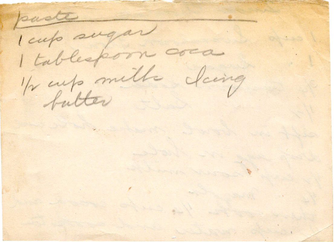 Original recipe card for Paste