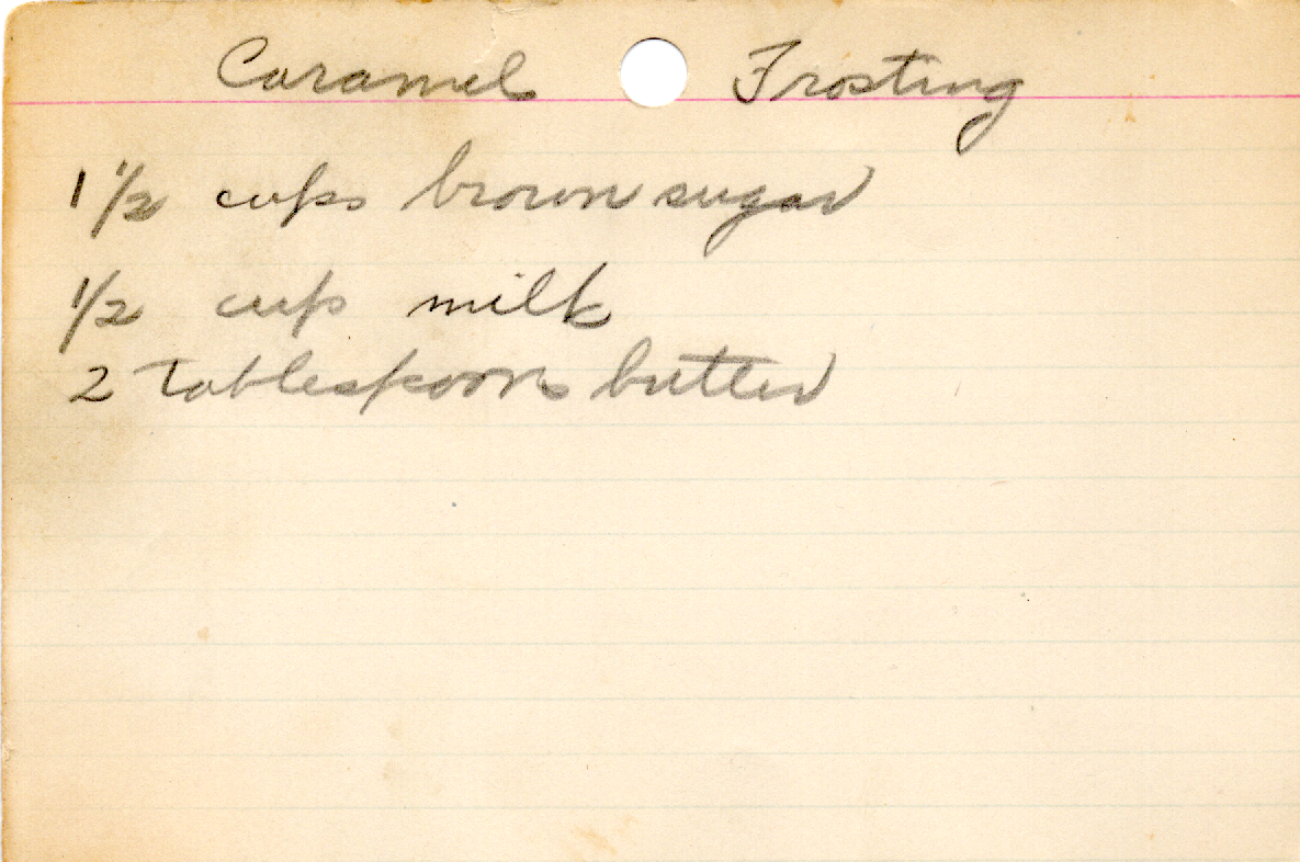 Original recipe card for Caramel Frosting
